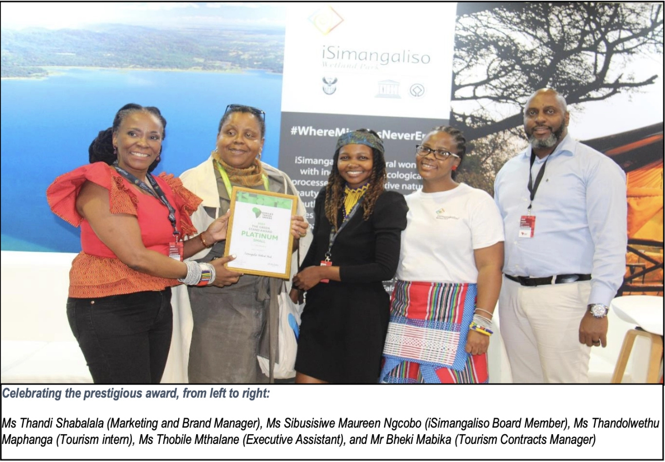 iSimangaliso Wins the Platinum Award at the Africa Travel Indaba 2023 Exhibition